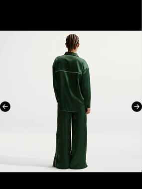 Nike Wide-Leg Satin Trousers in Deep Green